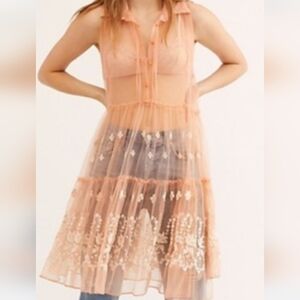 FP One Hearts Fly Sheer Embroidered Dress | Free People Dress S